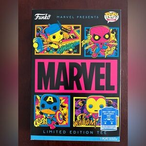 FUNKO POP MARVEL BLACKLIGHT T-SHIRT NEW IN BOX SEALED